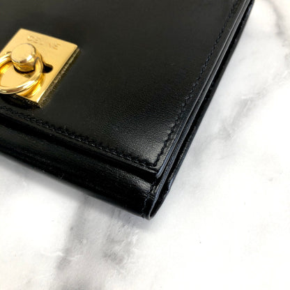 CELINE Gancini 緊湊型皮夾 黑色配件 復古舊款 celine v57afv