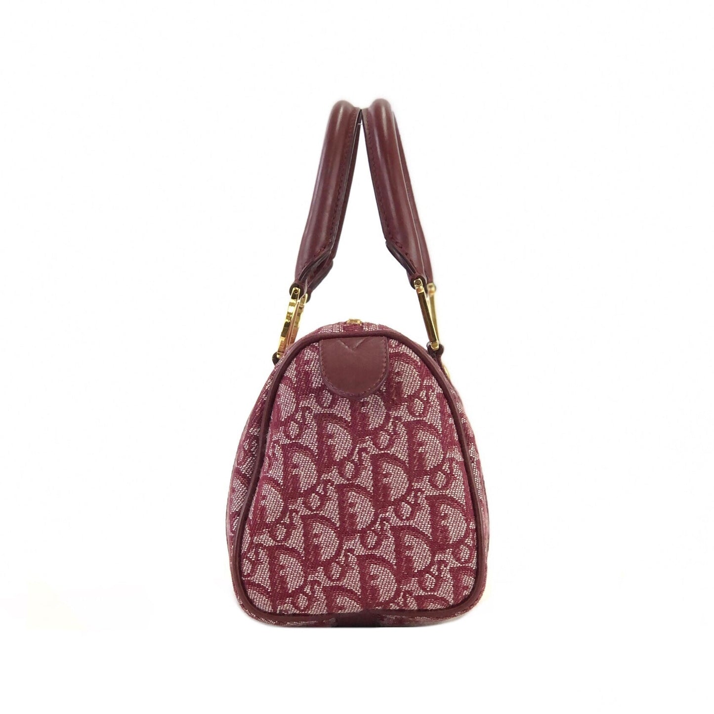 Christian Dior Trotter Oblique Cadena Jaguar Leather Micro Boston Handbag Mini Bag Red Vintage Old a2cxmz