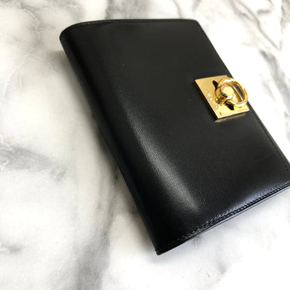 CELINE Gancini 緊湊型皮夾 黑色配件 復古舊款 celine v57afv