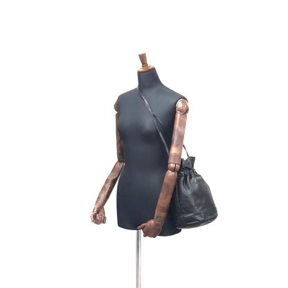 CELINE Blason Triomphe Drawstring Shoulder bag Black Vintage Old Celine jfgvrp