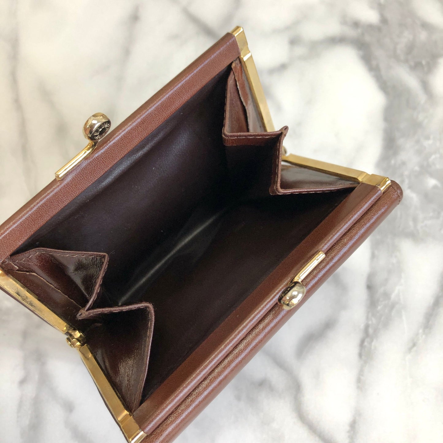 CELINE Gancini Compact Wallet Brown Accessory Vintage Old celine  c2rzfy