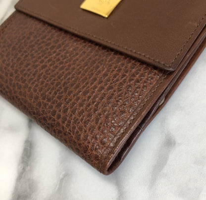 CELINE Gancini 緊湊型皮夾棕色配件復古舊款 celine c2rzfy