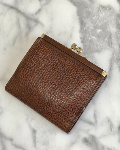 CELINE Gancini 緊湊型皮夾棕色配件復古舊款 celine c2rzfy