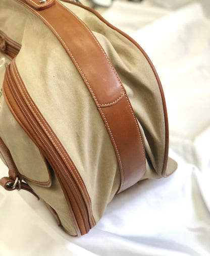 GUCCI anchor embroidery canvas leather Boston bag beige vintage old Gucci 6pf5rd