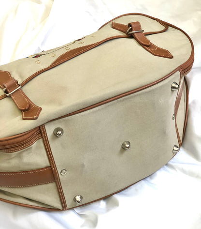 GUCCI anchor embroidery canvas leather Boston bag beige vintage old Gucci 6pf5rd