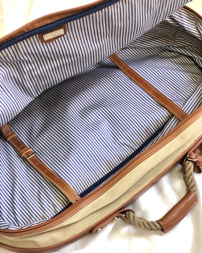 GUCCI anchor embroidery canvas leather Boston bag beige vintage old Gucci 6pf5rd