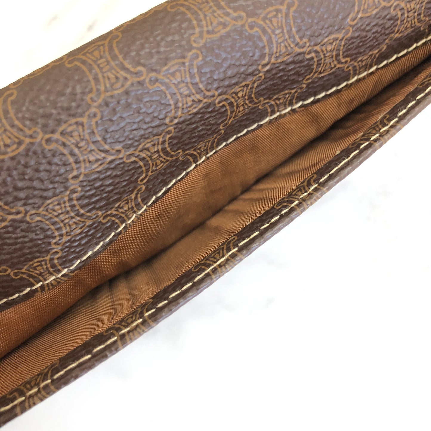 CELINE Macadam logo embossed long wallet purse brown Accessory Vintage Old celine jsrhnc
