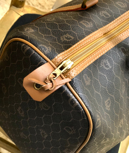 Christian Dior Logo Honeycomb Pattern Boston bag Brown Vintage Old 5kmewd