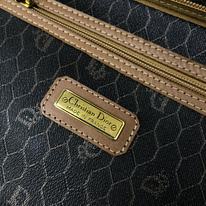 Christian Dior Logo Honeycomb Pattern Boston bag Brown Vintage Old 5kmewd