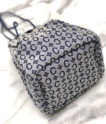 CELINE C Macadam Triomphe Drawstring Pouch Handbag Minibag Navy Vintage Old Celine xmursd