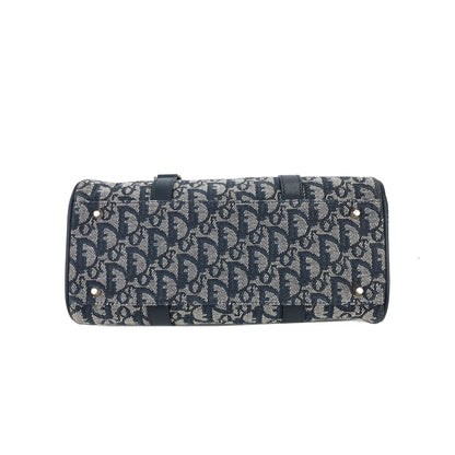 Christian Dior trotter Dior motif jacquard handbag navy vintage old 2c6hkv