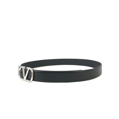 VALENTINO GARAVANI VLogo Signature Leather Belt Black Vintage Old jku7pd