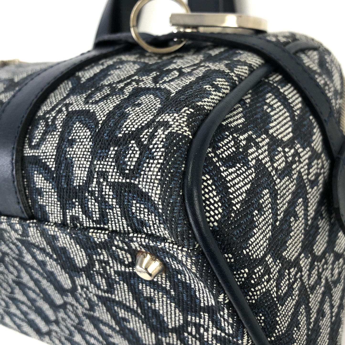 Christian Dior trotter Dior motif jacquard handbag navy vintage old 2c6hkv