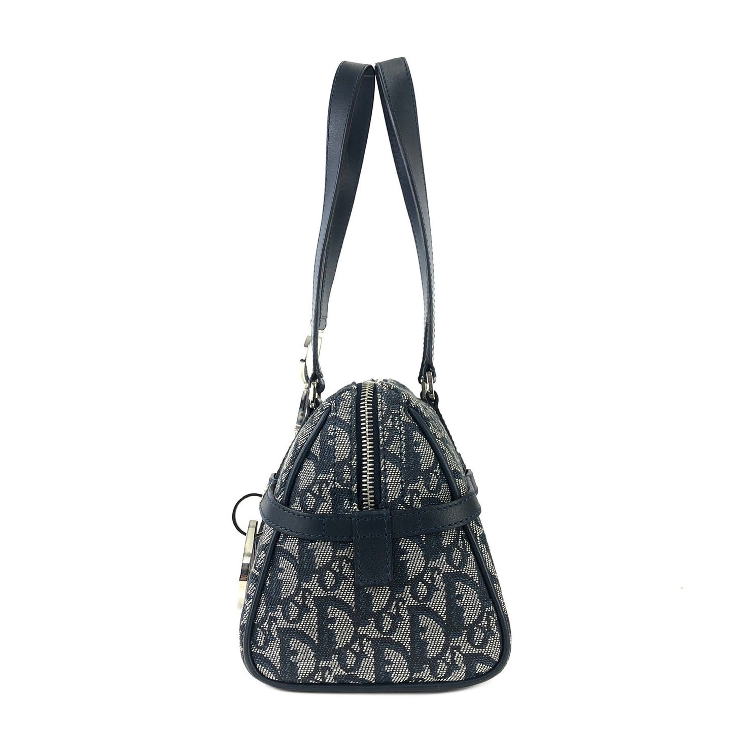 Christian Dior trotter Dior motif jacquard handbag navy vintage old 2c6hkv