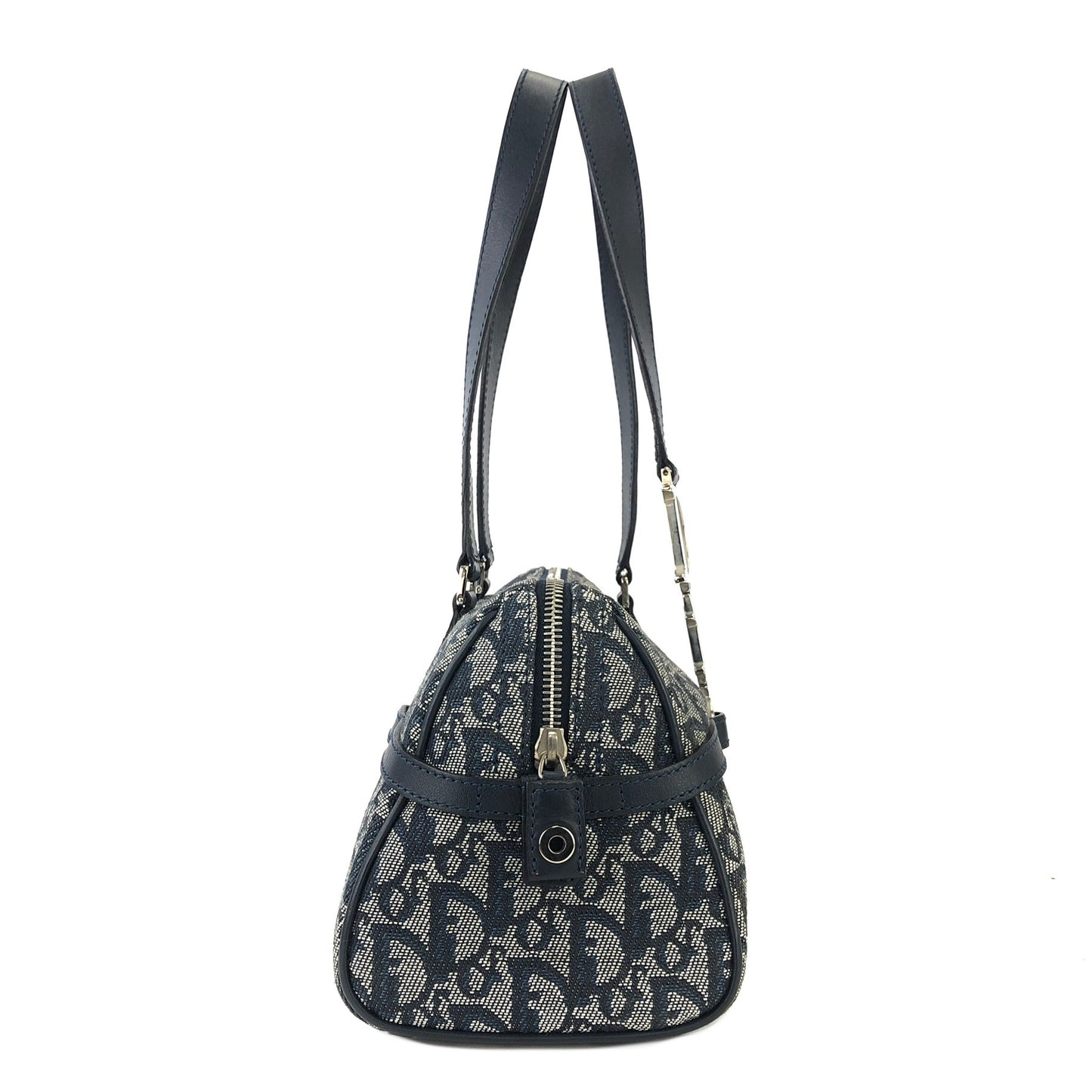 Christian Dior trotter Dior motif jacquard handbag navy vintage old 2c6hkv