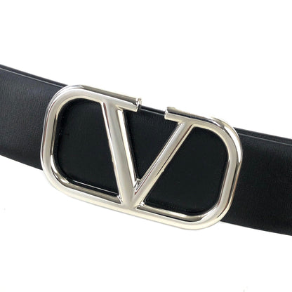 VALENTINO GARAVANI VLogo Signature Leather Belt Black Vintage Old jku7pd