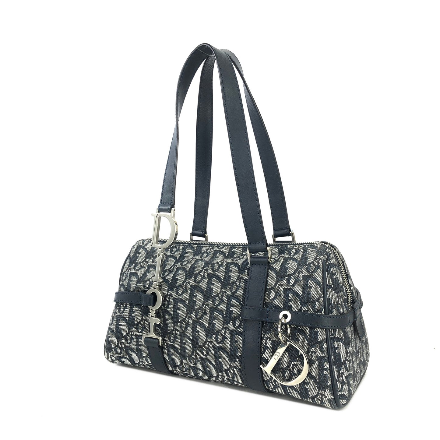 Christian Dior trotter Dior motif jacquard handbag navy vintage old 2c6hkv