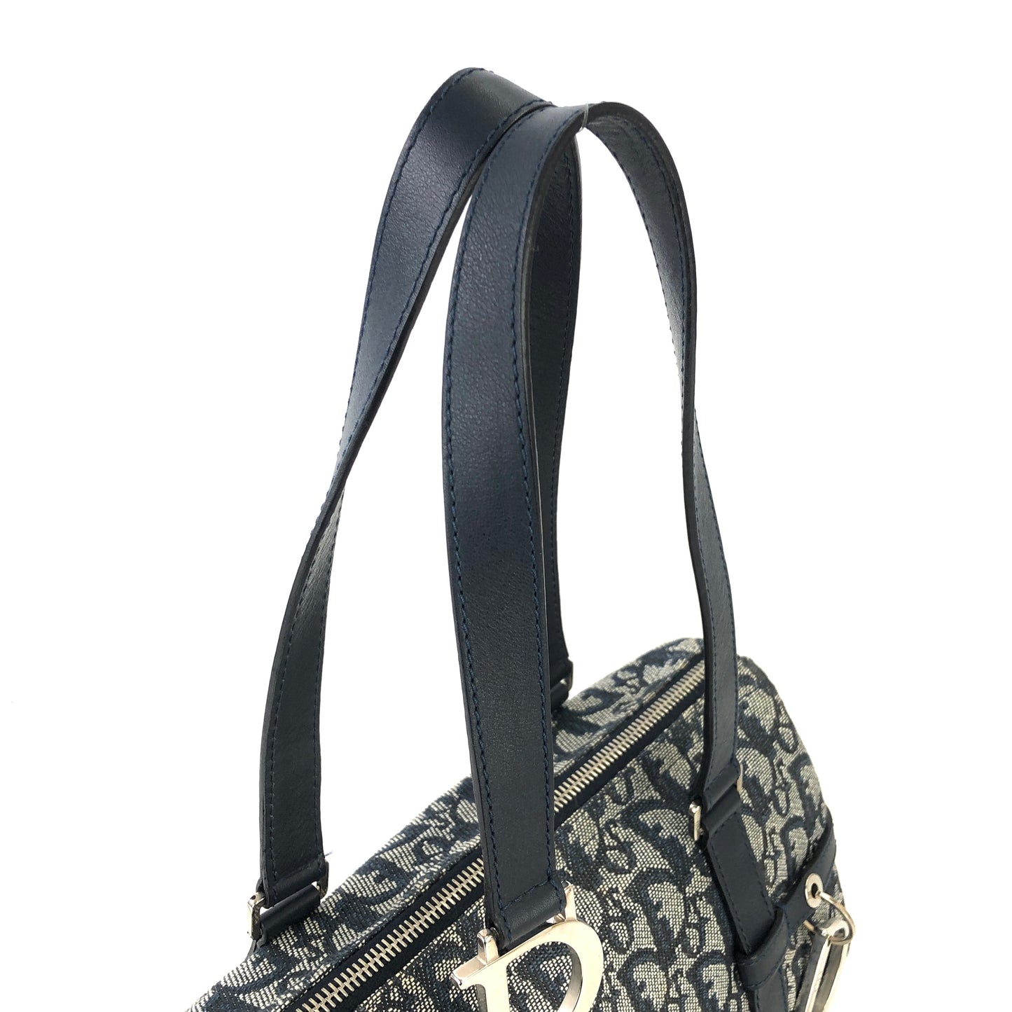 Christian Dior trotter Dior motif jacquard handbag navy vintage old 2c6hkv