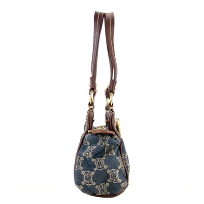 CELINE Paris Macadam Gancini Handbag Denim Indigo Vintage Old CELINE x8tkmu