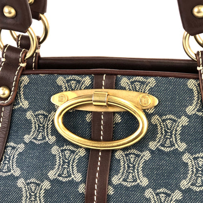 CELINE Paris Macadam Gancini Handbag Denim Indigo Vintage Old CELINE x8tkmu