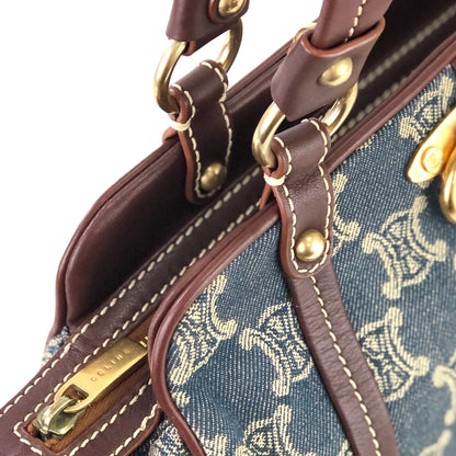 CELINE Paris Macadam Gancini Handbag Denim Indigo Vintage Old CELINE x8tkmu