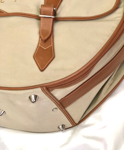 GUCCI anchor embroidery canvas leather Boston bag beige vintage old Gucci 6pf5rd