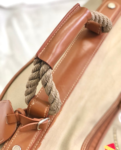 GUCCI anchor embroidery canvas leather Boston bag beige vintage old Gucci 6pf5rd