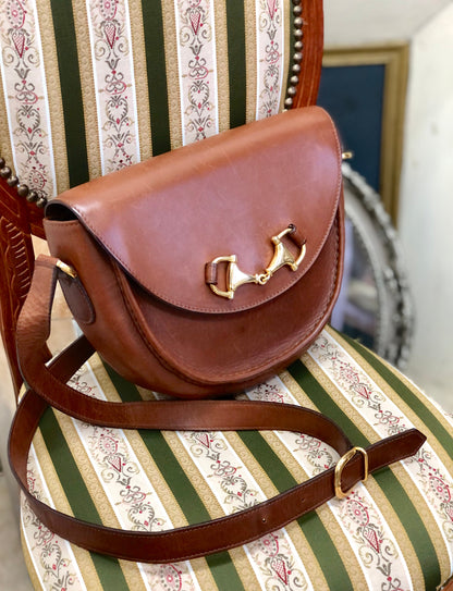 GUCCI horsebit leather shoulder bag brown vintage old Gucci e3fjsr