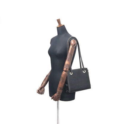 CELINE 標誌壓花皮革肩背包黑色復古舊款 celine 8ftf55