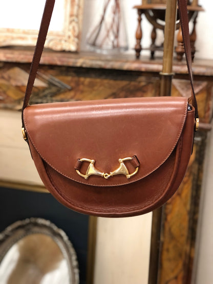 GUCCI horsebit leather shoulder bag brown vintage old Gucci e3fjsr