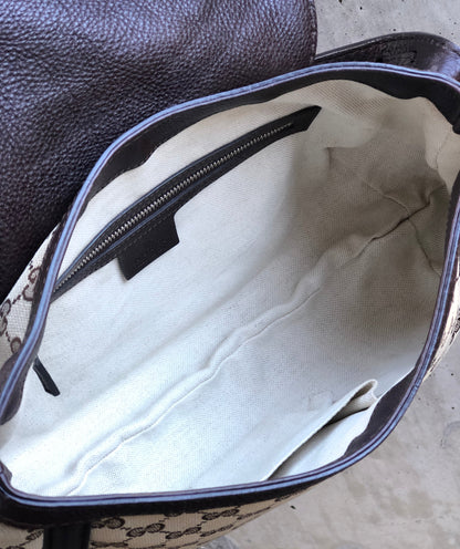 GUCCI GG Canvas Horsebit Bamboo Tassel Handbag Beige Vintage Old Gucci 67z6bi