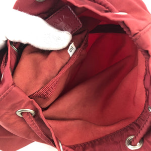 PRADA Triangle logo Nylon Drawstring Mini Handbag Red Vintage Old z7chn5