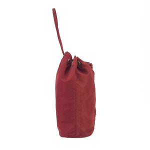 PRADA Triangle logo Nylon Drawstring Mini Handbag Red Vintage Old z7chn5