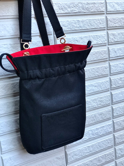 Yves Saint Laurent YSL Reversible Nylon Drawstring Backpack Black Red Vintage Old b37vf8