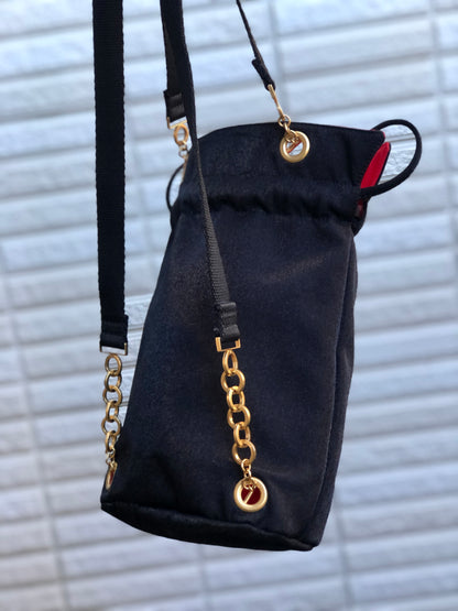 Yves Saint Laurent YSL Reversible Nylon Drawstring Backpack Black Red Vintage Old b37vf8