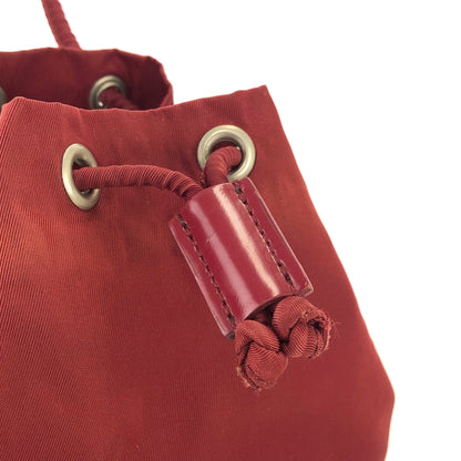 PRADA Triangle logo Nylon Drawstring Mini Handbag Red Vintage Old z7chn5