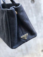Load image into Gallery viewer, PRADA CANAPA Logo Denim Handbag 1BG439 Gray Vintage Old iggse5
