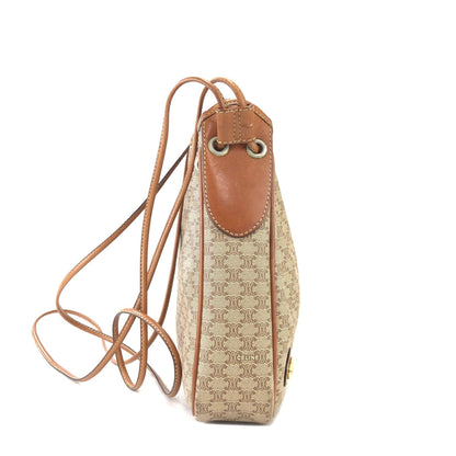 CELINE Macadam Blason Drawstring Shoulder bag Beige Vintage Old Celine cdm6z4