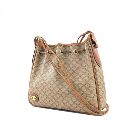 CELINE Macadam Blason Drawstring Shoulder bag Beige Vintage Old Celine cdm6z4