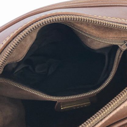 GUCCI GG logo Leather Round Crossbody Shoulder bag Brown Vintage Old Gucci i45utw