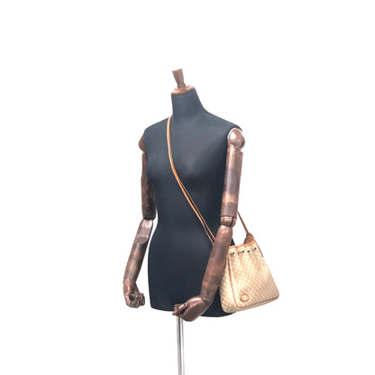 CELINE Macadam Blason Drawstring Shoulder bag Beige Vintage Old Celine cdm6z4