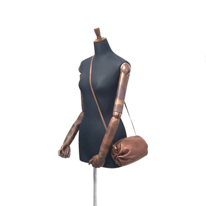 GUCCI GG logo Leather Round Crossbody Shoulder bag Brown Vintage Old Gucci i45utw