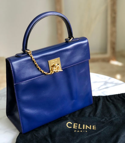 CELINE Gancini 肩背包 手提包 海軍藍 復古 舊款 Celine hga65j