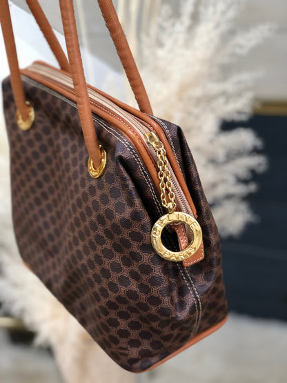 CELINE Macadam Circle logo Shoulder bag Brown Vintage Old Celine uxhuug