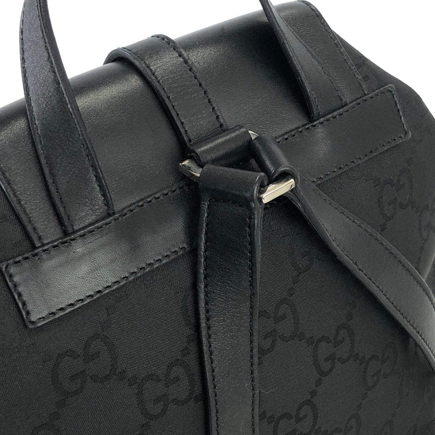 GUCCI Jackie GG pattern Nylon Backpack Black Vintage Old Gucci ayin4j