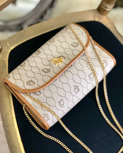 Christian Dior CD Leather PVC Chain Mini bag Shoulder bag Beige Vintage Old cmzcvr