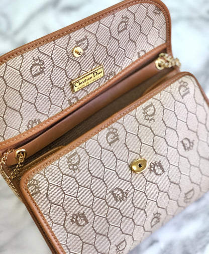 Christian Dior CD Leather PVC Chain Mini bag Shoulder bag Beige Vintage Old cmzcvr