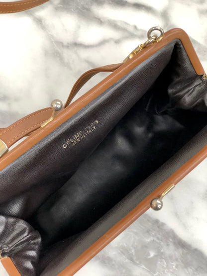 CELINE Macadam Blason Clasp Shoulder bag Beige Vintage Old Celine b8cznz