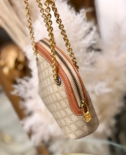 CELINE Macadam Crossbody Chain Small Shoulder bag Beige Vintage Old CELINE nhnp75