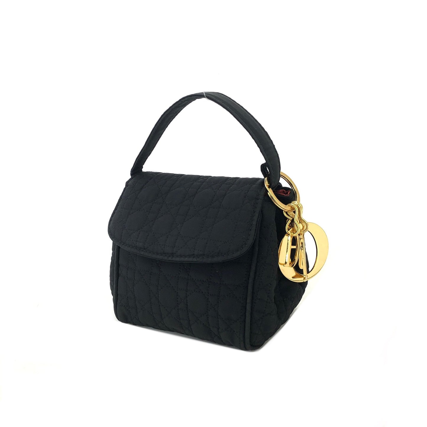 Christian Dior Cannage Lady dior Charm Nylon Mini Handbag Black rjk2u4